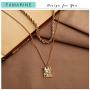 FAMARINE Gold Choker Layered Necklace for Women 4MM, Fashion Geometric Pandent 2 Layered Necklaces for Teen Girls Gift, 18K Gold Plated