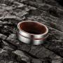 TIGRADE 6mm 8mm Titanium Wedding Band Brushed and Polished Ring with Nature Wood Inlay Size 6-13