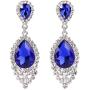 BriLove Womens Wedding Bridal Crystal Teardrop Cluster Beaded Chandelier Dangle Pierced Earrings