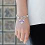 Inspired Silver - Silver Pave Heart Charm Bracelet with Cubic Zirconia Jewelry