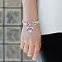 Inspired Silver - Silver Pave Heart Charm Bracelet with Cubic Zirconia Jewelry