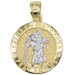 Ice on Fire Jewelry 10k Solid Gold Saint Christopher Medal