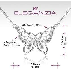 ELEGANZIA Butterfly Necklaces for Women Sterling Silver Jewelry Sparkling Cubic Zirconia for Teenage Girls Girlfriend Mom