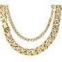 Mens 18K Gold Plated 5MM 12MM/14MM CZ Fully Iced Out Cuban Miami Chain Necklace Set