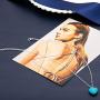 Jovono Blue Turquoise Pendant Necklaces Dainty Necklace Chain Jewelry for Women and Girls (Silver)