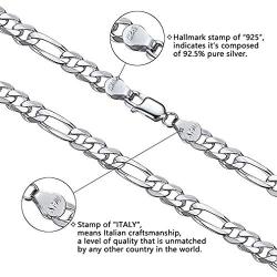 Savlano 925 Sterling Silver 7.5mm Italian Solid Figaro Link Chain Necklace with Gift Box for Men & Women - Made in Italy