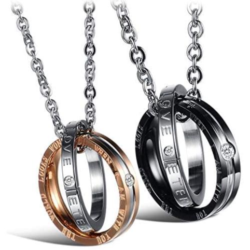 His & Hers Matching Set Stainless Steel Couples Pendant Necklace for Lover Valentine a Pair