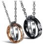 His & Hers Matching Set Stainless Steel Couples Pendant Necklace for Lover Valentine a Pair