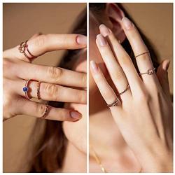 Gold rings set for woman: stacking knuckle midi figure rings packs with multiple size for everyday wear