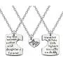 AGR8T 3pcs Key Chain Pendant Necklace Set Daddys Girl Mamas World Mother Daughter Father Family Jewelry