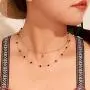 Evazen Boho Layered Necklace Gold Leaf Choker Necklaces with Black Bead Adjustable Fashion Chain Jewelry for Women and Girls