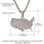 U7 Nation Map Pendant Patriotism Jewelry 18K Gold Plated Necklace Pendant with Adjustable Rolo Chain