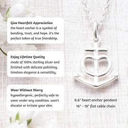 Friendship Anchor Sterling Silver Necklace - Unique Best Friend Jewelry Gift for Birthday Nautical Spiritual Christian