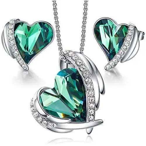 CDE Love Heart Necklaces and Earrings Jewelry Set for Women CDE Love Heart Necklaces and Earrings Jewelry Set for Women