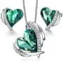 CDE Love Heart Necklaces and Earrings Jewelry Set for Women CDE Love Heart Necklaces and Earrings Jewelry Set for Women