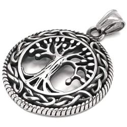 Gungneer Tree of Life Necklace Pendant Stainless Steel Protection Lucky Talisman Celtic Jewelry for Men Women