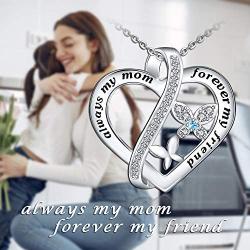 Distance Butterfly Necklace for Women 925 Sterling Silver Forever Heart Necklace Pendant Jewelry Gifts for Girls Women Birthday Christmas