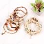 RIAH FASHION Bead Multi Layer Versatile Statement Bracelets - Stackable Beaded Strand Stretch Bangles Sparkly Crystal Mix, Tassel Charm