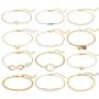 Softones 12pcs Simple Silver Gold Bracelets for Women Girls Cute Pearl Bracelet Tiny Charm Dainty Handmade Bracelet Set Adjustable