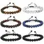 FUNRUN JEWELRY 6PCS Bead Bracelets for Men Women Natural Stone Mala Bracelet FUNRUN JEWELRY 6PCS Bead Bracelets for Men Women Natural Stone Mala Bracelet