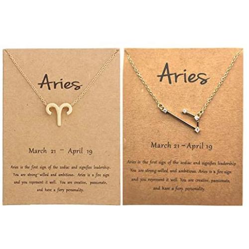 Highven 2Pcs Zodiac Necklace 12 Constellation Necklace CZ Astrology Astrology Zodiac Star Necklace Birthday Gifts for Women Girl