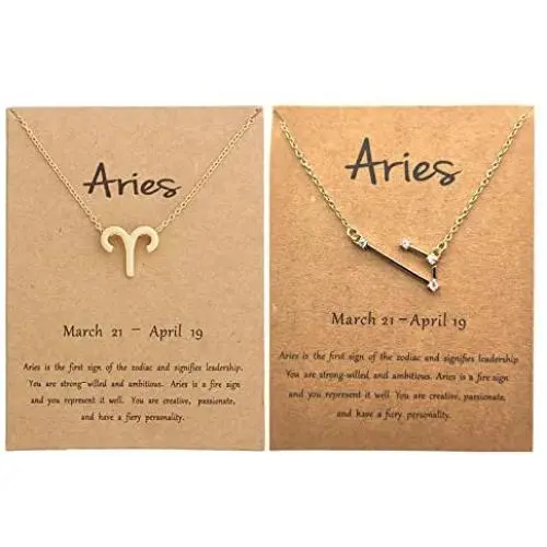 Highven 2Pcs Zodiac Necklace 12 Constellation Necklace CZ Astrology Astrology Zodiac Star Necklace Birthday Gifts for Women Girl