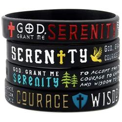 Inkstone Serenity Prayer Silicone Bracelets - Set of 4 Unisex Wristbands - Serenity Prayer Jewelry Accessories for Men Women