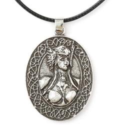 HAQUIL Viking Necklace - Metal Alloy, Viking God Valkyrie Freya Pendant - PU Leather Cord, 23.6''
