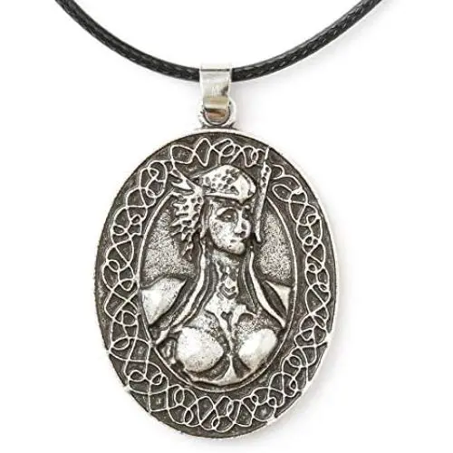 HAQUIL Viking Necklace - Metal Alloy, Viking God Valkyrie Freya Pendant - PU Leather Cord, 23.6'' HAQUIL Viking Necklace - Metal Alloy, Viking God Valkyrie Freya Pendant - PU Leather Cord, 23.6''