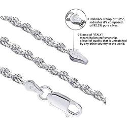 Savlano 925 Sterling Silver 1.8mm Solid Italian Rope Diamond Cut Twist Link Chain Necklace for Men & Women - Made in Italy Comes Gift Box