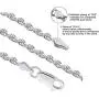 Savlano 925 Sterling Silver 1.8mm Solid Italian Rope Diamond Cut Twist Link Chain Necklace for Men & Women - Made in Italy Comes Gift Box