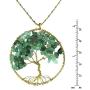 AeraVida Green Quartz Stone Eternal Tree of Life Brass Beads Long Necklace