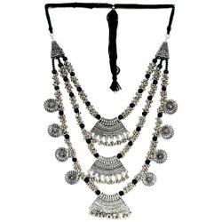 Crunchy Fashion Bollywood Traditional Indian/Bohemian Style Afgani Oxidized Silver Boho Gypsy Tribal Handmade Jewelry Necklace for Women/Girls