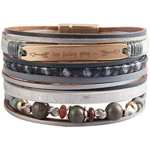 GelConnie Inspirational Leather Cuff Bracelets for Women Yoga Chakra Multi Strands Boho Bracelets Gold Plated Magnetic Bohemian Wrap Bracelet GelConnie Inspirational Leather Cuff Bracelets for Women Yoga Chakra Multi Strands Boho Bracelets Gold Plated Magnetic Bohemian Wrap Bracelet