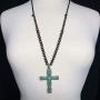 Gypsy Jewels Long Cross Simulated Turquoise Stone Western Style Necklace & Earrings Set