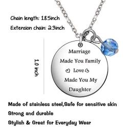 De&ai Marriage Made You My Family Love Made You My Daughter Necklace for Daughter in Laws Wedding Birthday