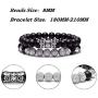 SEVENSTONE 2PCS Black Matte Onyx Prayer Beads Bracelet for Men Women Elastic Natural Stone
