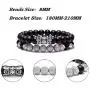 SEVENSTONE 2PCS Black Matte Onyx Prayer Beads Bracelet for Men Women Elastic Natural Stone SEVENSTONE 2PCS Black Matte Onyx Prayer Beads Bracelet for Men Women Elastic Natural Stone