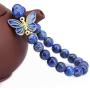 Gem Stone King 8mm Simulated-Lapis Lazuli Sterling silver Cloisonne Enamel Butterfly Bracelet