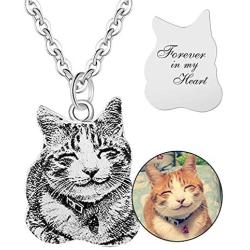 925 Sterling Silver DIY Personalized Pet Cat Dog Tag Necklace Text Engravable Name Picture 16 Shapes Customized from Photo for Women Men Kids