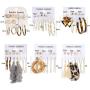 Makone 36 Pairs Fashion Earrings for Women, Stylish Teen Girls Tassel Dangle Earring & Pearl Stud Jewelry Set, Leather/Rattan/Gold/Acrylic Hoop Eardrop for Friend Birthday, Valentine, Christmas Gifts