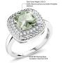 Gem Stone King 925 Sterling Silver Green Prasiolite Women Engagement Ring (2.05 Ct Cushion Cut Gemstone Birthstone, Available in size 5, 6, 7, 8, 9)