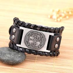 fishhook The Sigil of The Archangel Michael for Protection Courage Power and Strength Bangle Leather Bracelet
