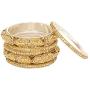 SANARA Indian Bollywood Ethnic Golden Stone Crystal Bangle Bracelet Set Traditional Partywear Kada Bangle Set Wedding Costume Jewelry