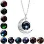 JUSZXY Dainty Galaxy Crescent Half Moon 12 Constellation Necklace,Astrology Sign Horoscope Zodiac Pendant Necklaces Jewelry Mothers Day for Women Mom her