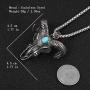HZMAN Mens Turquoise Goat Head Skull Stainlss Steel Pendant Indian Tribe Necklace