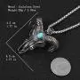 HZMAN Mens Turquoise Goat Head Skull Stainlss Steel Pendant Indian Tribe Necklace
