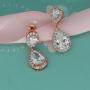 Scarlvambo Womens Cubic Zirconia Teardrop Pierced Dangle Wedding Earrings Rose-Gold-Tone Clear