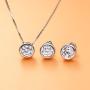 EleQueen 925 Sterling Silver 0.7 Carat Solitaire CZ Dot Pendants Necklace Stud Earrings Jewelry Sets