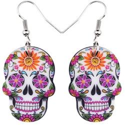 NEWEI Acrylic Halloween Skeleton Skull Earrings Drop Dangle Fashion Jewelry For Girl Women Gift